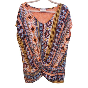 Bobbie Brooks Printed Twist Front Lot Of 2‎ Blouses Sz 2X